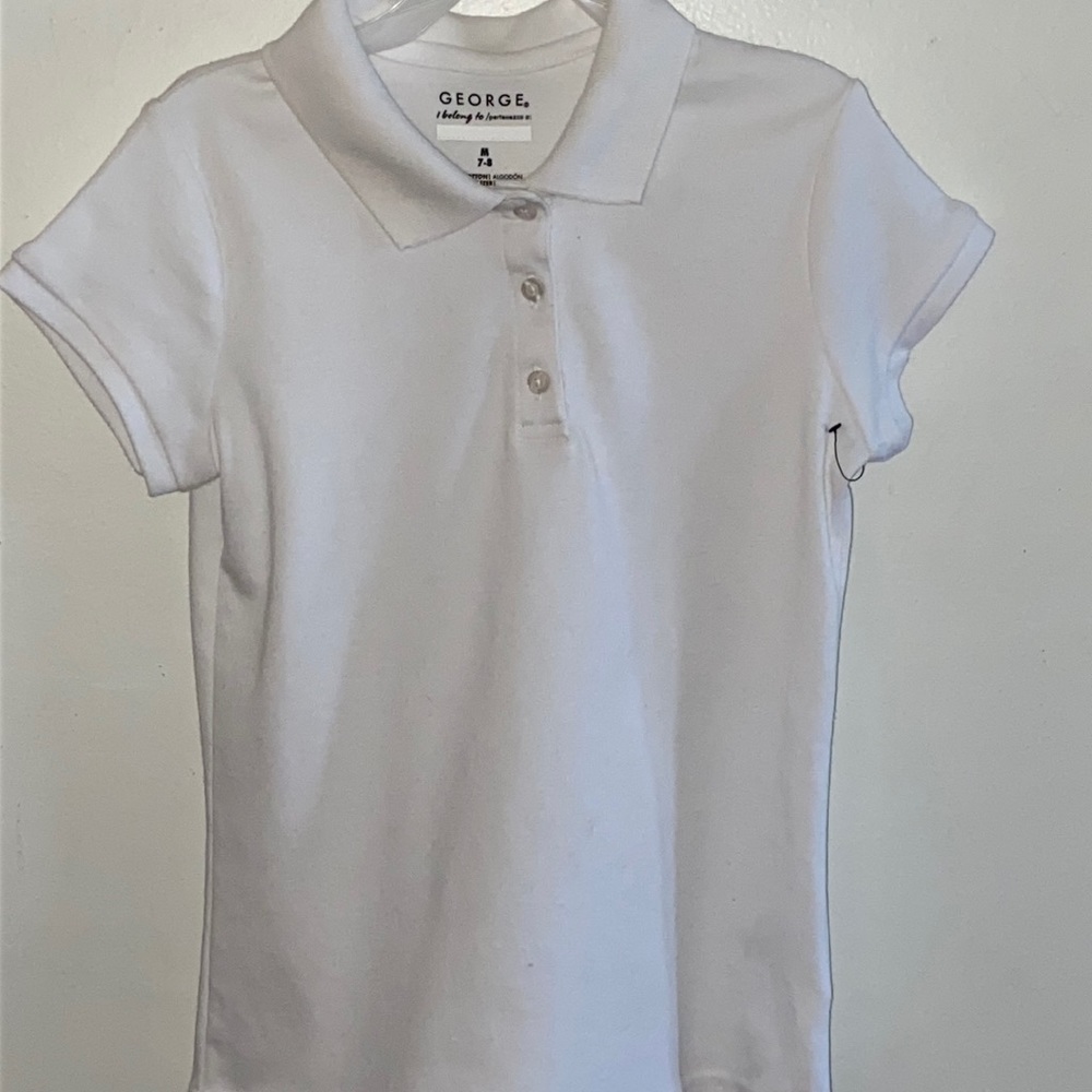 George girl button front white shirt size M